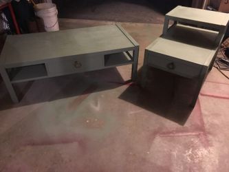 2 tables( olive green