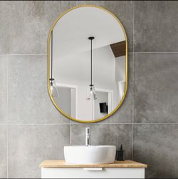 Gold Oval Mirror, 24x36 Inch