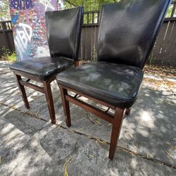 Set of 2 High-Back Wood Dining Chairs – Excellent Condition