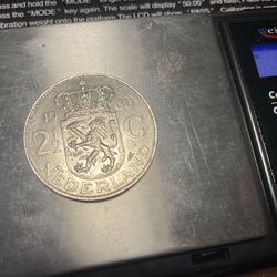 1960 2.5 gulden Netherlands, 72% silver coin.  $25.