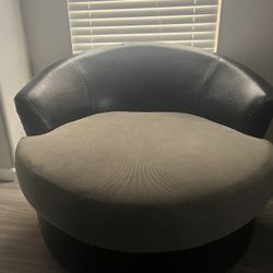 Round Swivel Chair Couch Gray