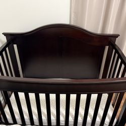 Crib Cherry Color And Organic Mattress Great Condition 