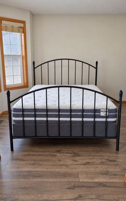 Queen Englander Pillowtop Mattress, Boxspring and Metal Bed Frame