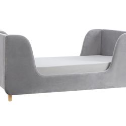 Toddler Bed - Modern Grey Upholstery 