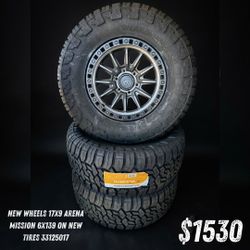 New wheels 17 x 9 Arena mission 6x139 tires 33//12.50//17 $1530 wheels and tires