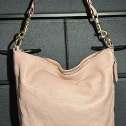 Coach Light Pink Pebbled Leather Shoulder Bag