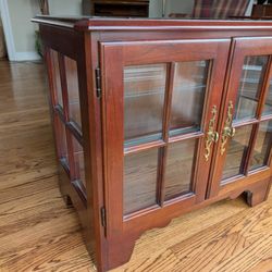 Glass And Cherry End Table - Vintage 