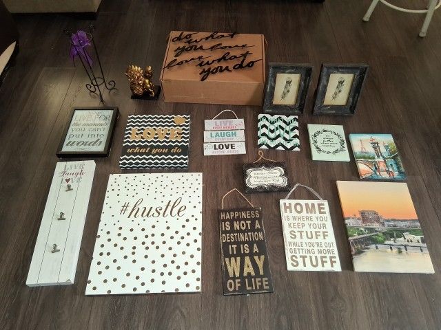 Wall Art And Home Decor Bundle Lot Set
