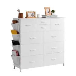 74#10 Drawer Dresser, Fabric Drawer Dresser with Fabric Bins, Closet Storage Drawers with Easy Pull Handle and Sturdy Steel Frame, Fabric Storage Towe