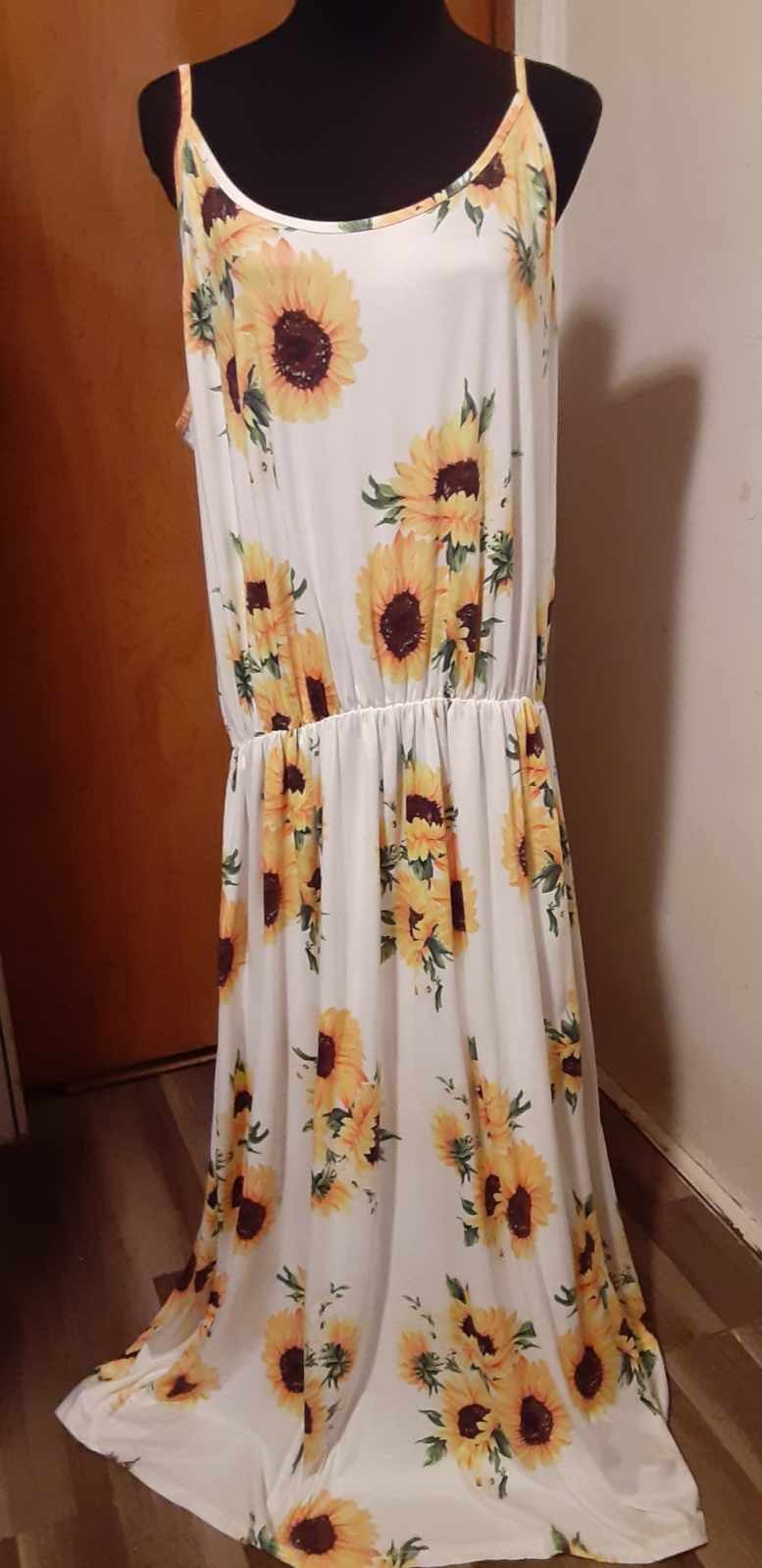 Women's Long Length Sunflower Print Sundress Size XXL