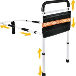  Vaunn Medical New Adjustable Bed Assist Rail Handle (Passed ASTM F3186–17 Safety Standard) and Hand Guard Grab Bar, Bedside Safety a