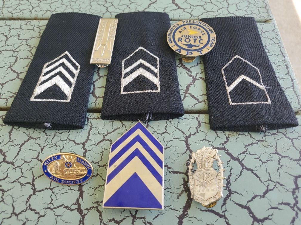 ROTC Shoulder Board Epulates and Assorted Pins