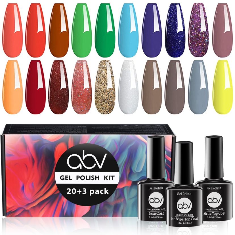 Gel nail polish kit 23pcs, nude nail polish for gel nails
