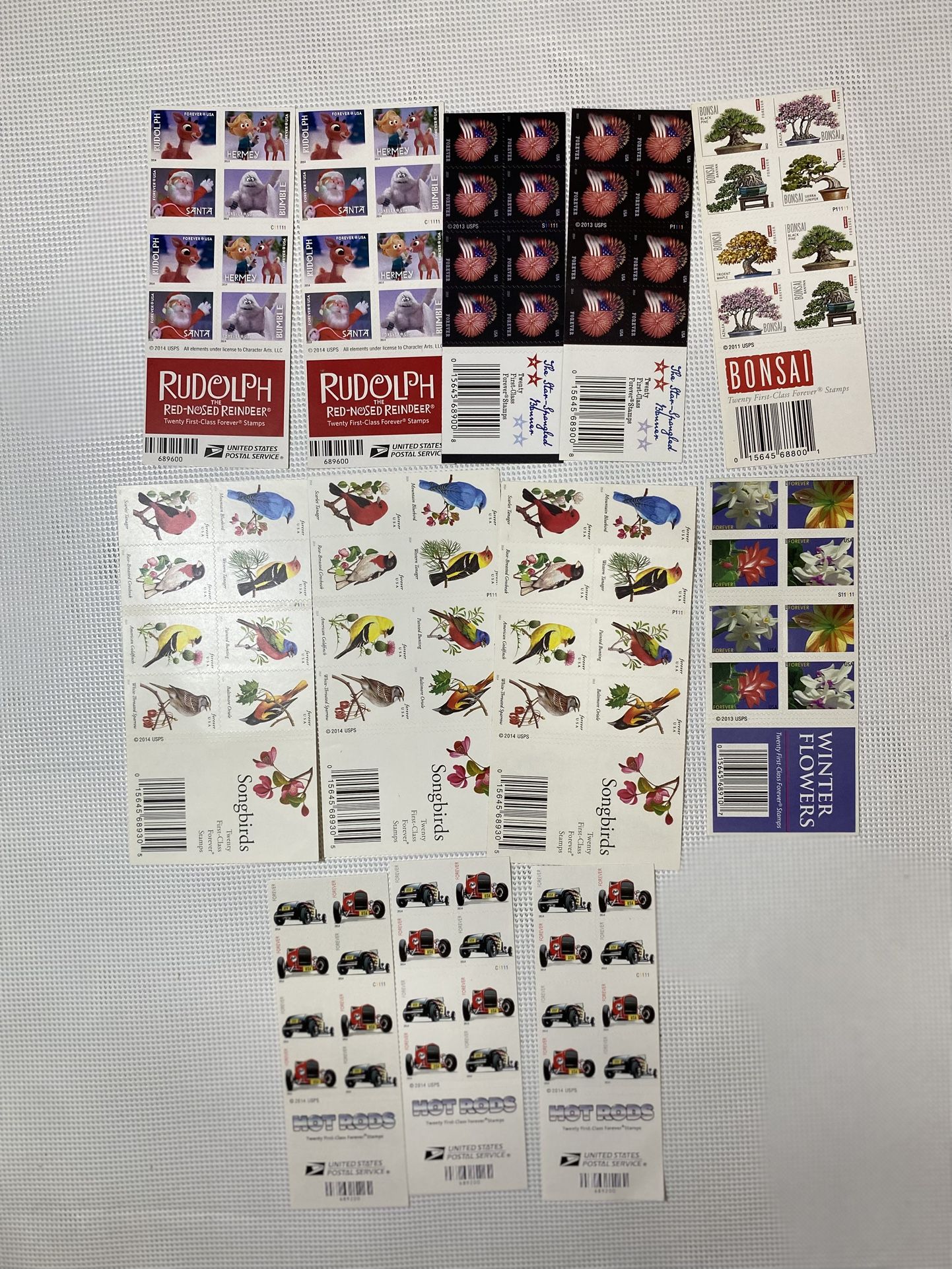 240 USPS Forever Stamps – Birds, Flowers, Cars, Rudolph – Face Value $175+