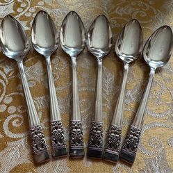 Antique Oneida Community Coronation 1936 Set of 6 Teaspoons 6” Silverplated Flatware