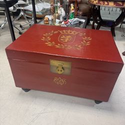 Chinese red lacquered chest 