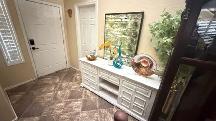 White sideboard /th stand farmhouse style and PUEBLO COLLECTION 71” inches long