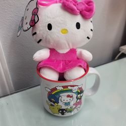 Hello Kitty Mug & Keychain/Purse Plush Set