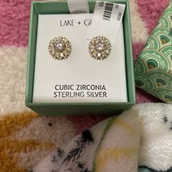 Cubic, Zirconia, And Sterling Silver Earrings