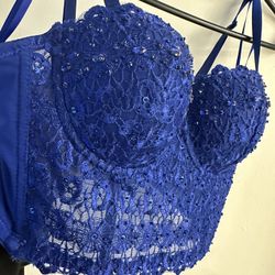 Blue Sparkling Crop Top-$12