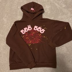 Sp5der 555 Angel Number Brown Hoodie