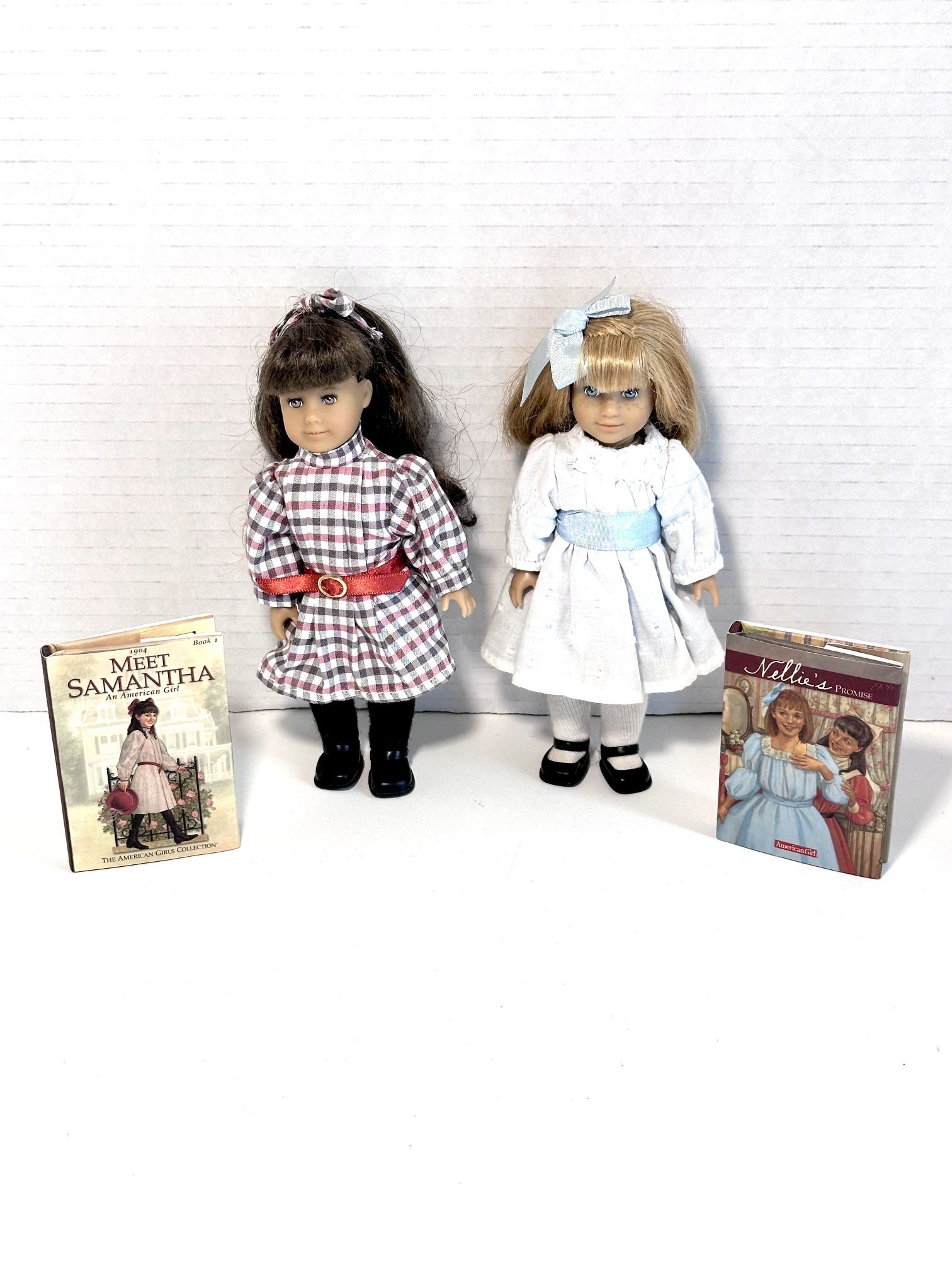 American Girl “American Girl 6.5-inch Mini Doll With Book – Samantha” and “American Girl 6.5-inch Mini Doll With Book – Nellie”