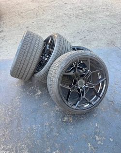 Set of 4 Black 20 inch wheels and tires