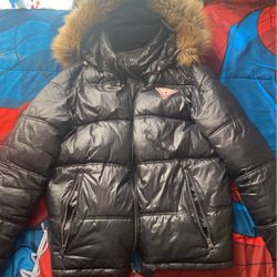 Guess Puffer Jacket With Fur Hoodie 