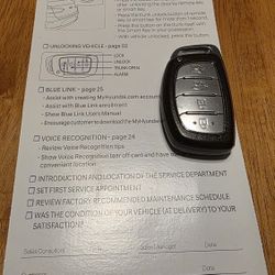 2018 Hyundai Hybrid Key And Handbook Set 