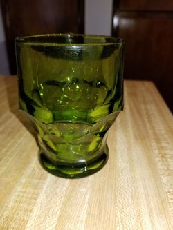 Vintage Georgian Honeycomb Forest Green Tumblers x 2