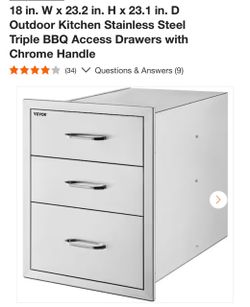 VEVOR Stainless Steel Triple BBQ Access Drawers