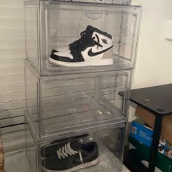 Acrylic Sneaker Shoe Display Case Transparent Shoe Box Storage Bins Clear Plastic Stackable Boot Handbag Organizer Containers with Lids, 1Pack 