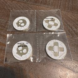 Pokemon Burn & Poison Skull Band Aids Metal Coins Gold White New