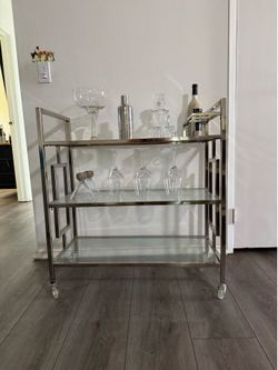 Chrome & glass bar cart