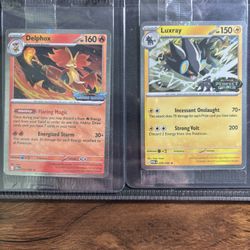 Delphox Chaos Rising Stamp Promo AND Luxray perfect Order stamp Promo 