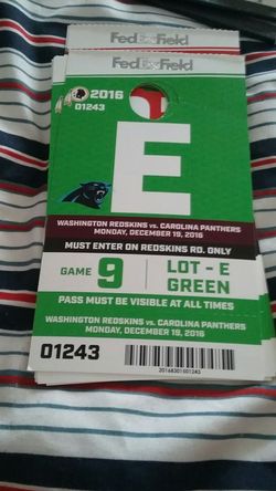 Redskins Panthers Parking Pass