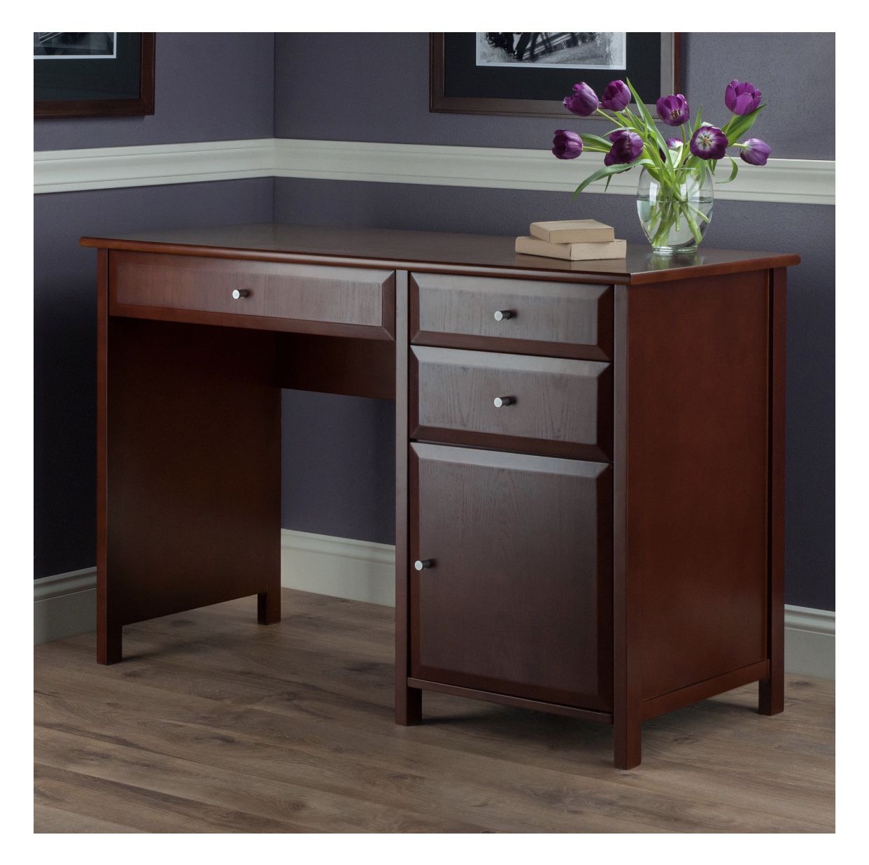 Winsome Wood Delta Home Office Writing Desk, Walnut Finish