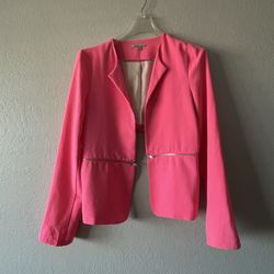 Charlotte Russe, Women’s Hot Pink Open Back Zipper Removal Length Blazer, Size L