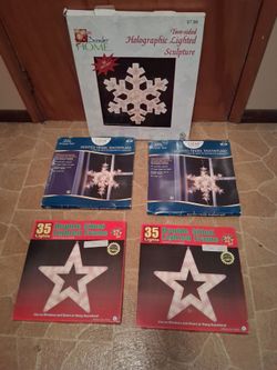 5 vintage lighted Christmas window decorations