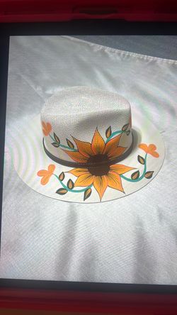 Hand-Painted Floral Wide Brim Sun Hat