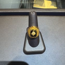 10k Gold Diamond And Black Onyx Ring