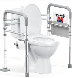 Toilet Safety Rails for Seniors, Adjustable Height & Width 350lb Toilet Handles for Elderly and Disabled, Foldable Toilet Safety Frame, Fit Any Toilet