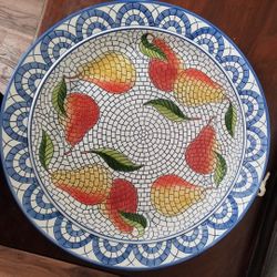 Clay Art Mosaic, Yellow and Orange Pears Bowl/Platter