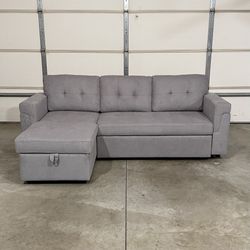 New Gray Sofa Bed Sectional / Couch with Chaise (Can Deliver)