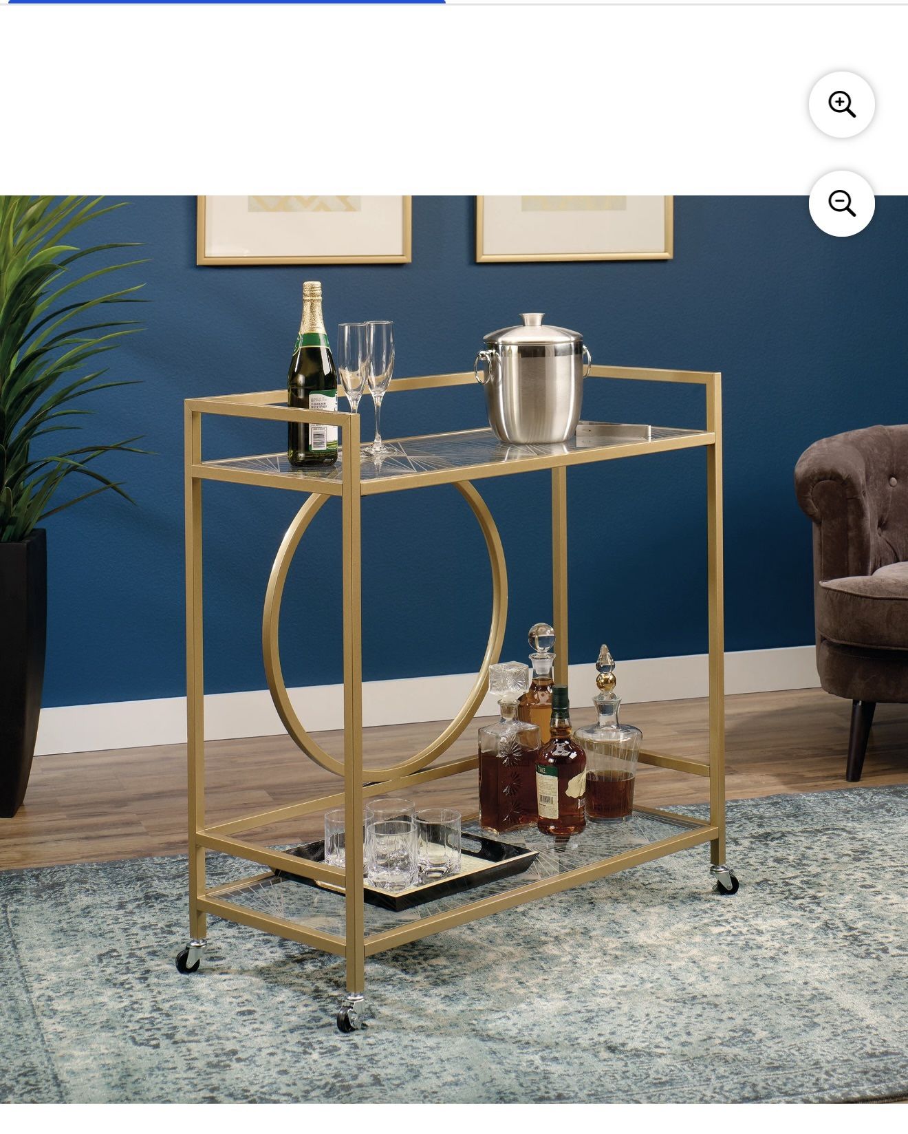 Luxury Gold Bar Cart – Mirror Glass Shelves, $795 Retail!