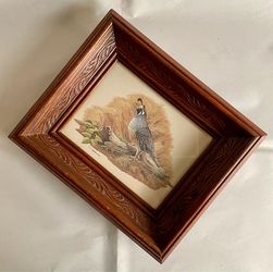 Vintage C.O. Godwin Quail Print in Ornate Wood Frame