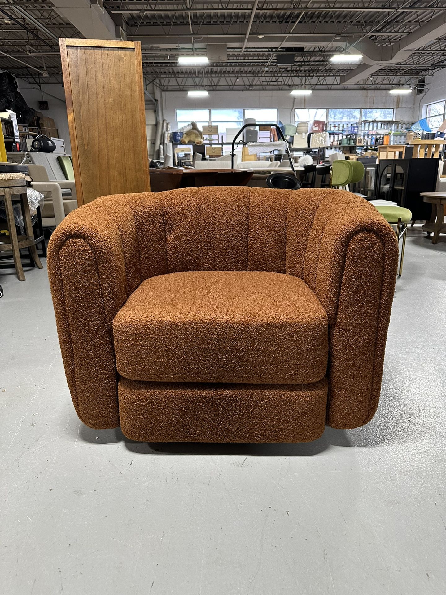 Upholstered Swivel Accent Chair 360° Comfy Club Chair Teddy Arm Chair Single Sofa,Swivel Barrel Chair For Living Room Bedroom-Cuddlewood