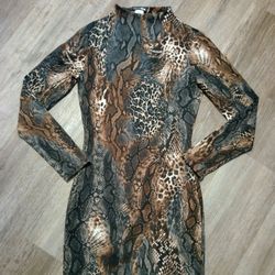 Snakeskin Print Fashion Nova Bodycon Dress Size Small