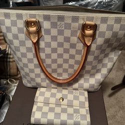 Authentic Louis Vuitton Damier Azur Canvas Saleya PM with matching wallet