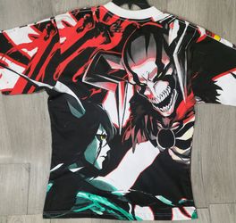 Bleach Anime AOP T-Shirt Ichigo Hollow Mask Full Print | Streetwear Graphic Tee Red Black